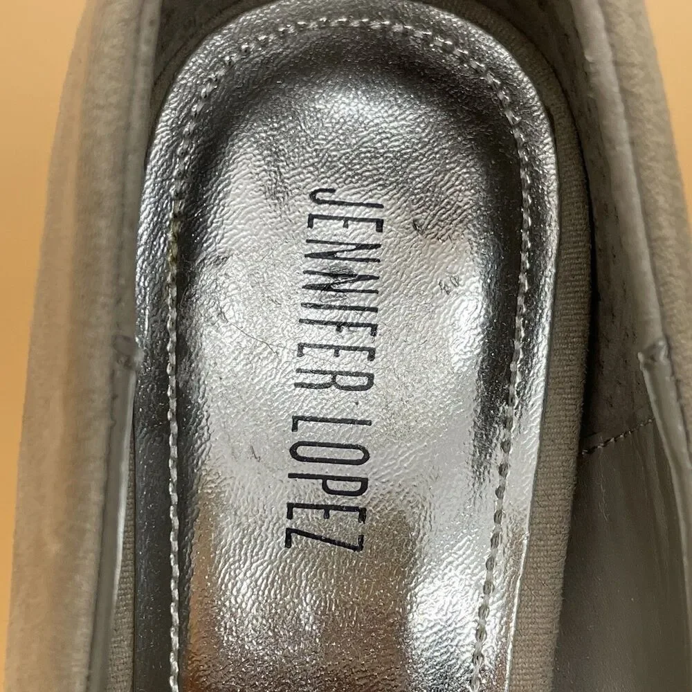 Jennifer Lopez Lucille Platform Pumps Women's 7.5M Grey Faux Suede Stiletto Heel